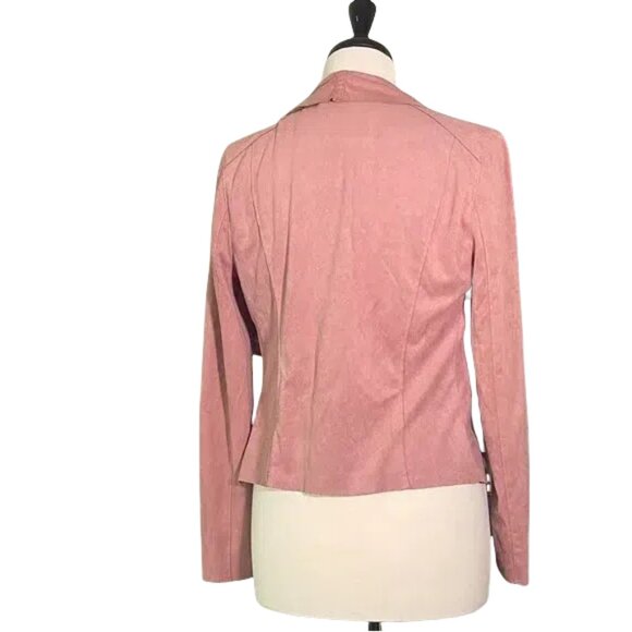 Elegant Pink Women's Faux Suede Jacket - Picture 5 of 5